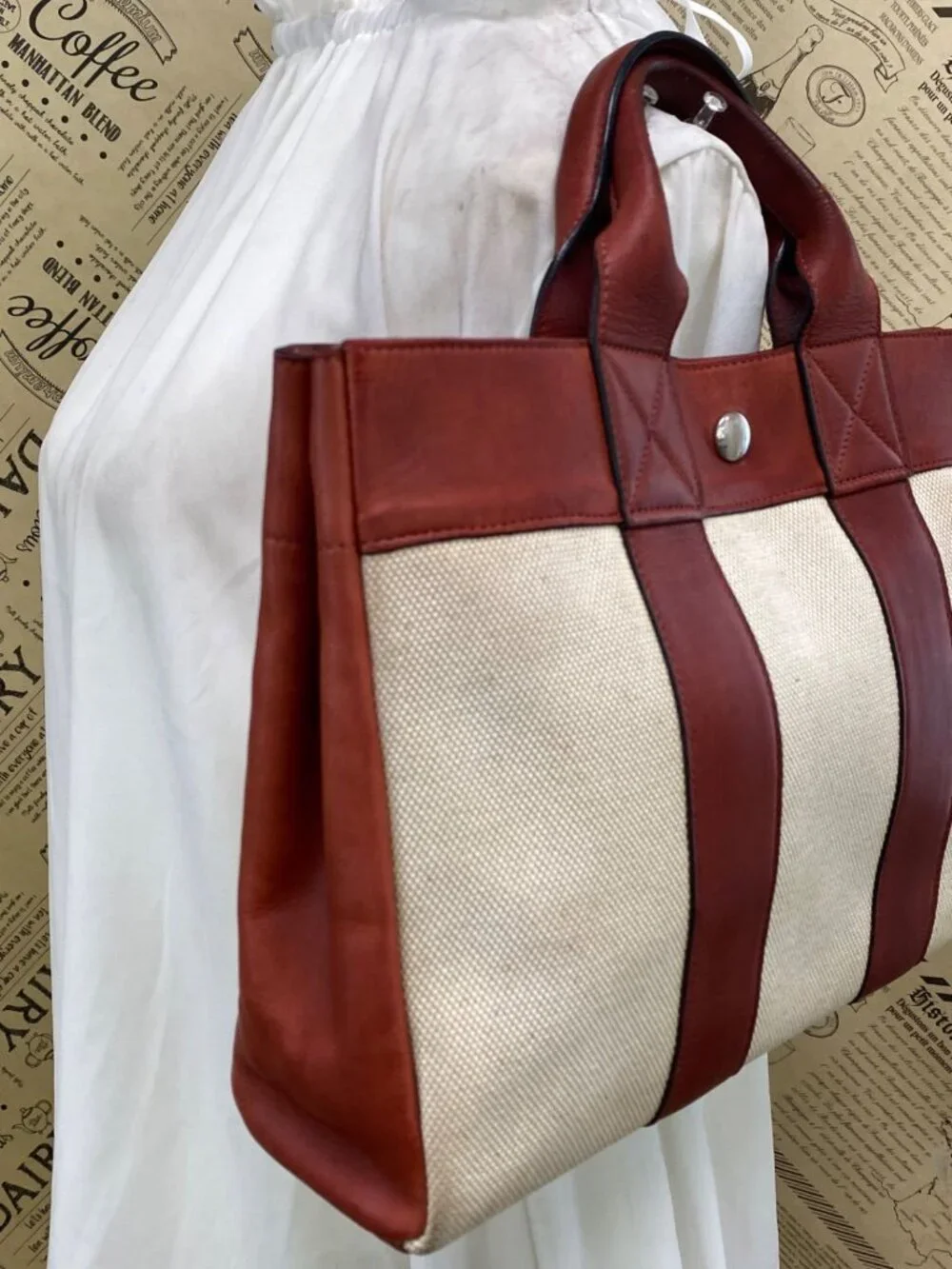 Hermes Handbag Fourre Tout PM Half Leather Tote Travel Business - Picture 3 of 12